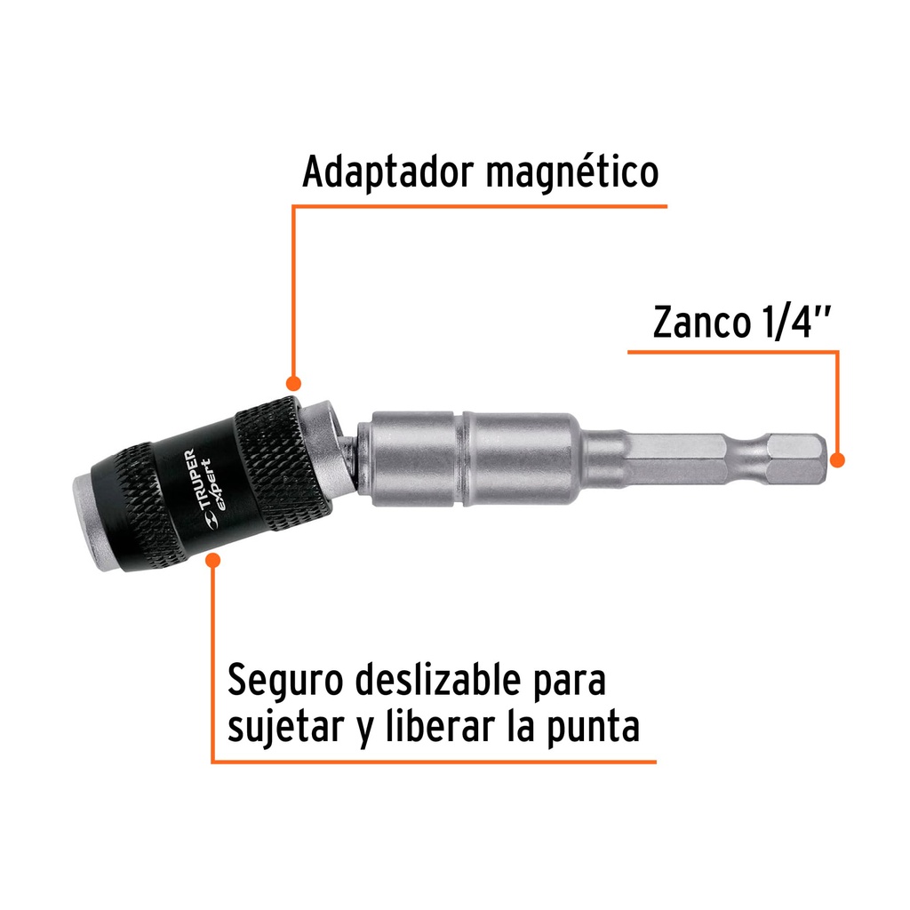 ADAPTADOR ARTICULADO DE 90 MM MAGNÉTICO PARA PUNTAS, EXPERT TRUPER (PUDE-9090)