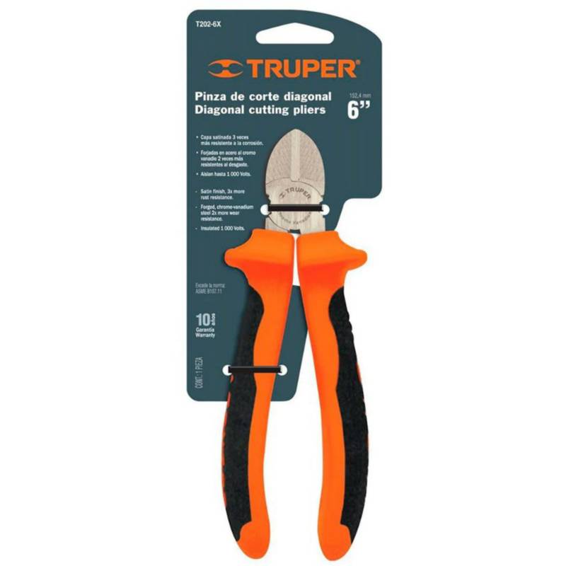 ALICATE-PINZA CORTE DIAGONAL 6" ALTA PALANCA, COMFORT GRIP, EXPERT TRUPER (T202-6X)