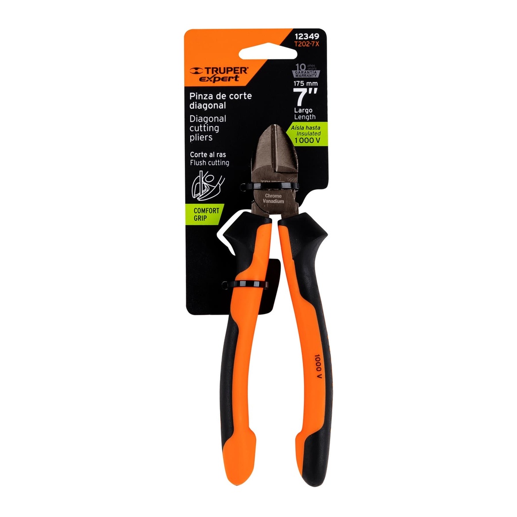 ALICATE-PINZA CORTE DIAGONAL 7" ALTA PALANCA, COMFORT GRIP, EXPERT TRUPER (T202-7X)
