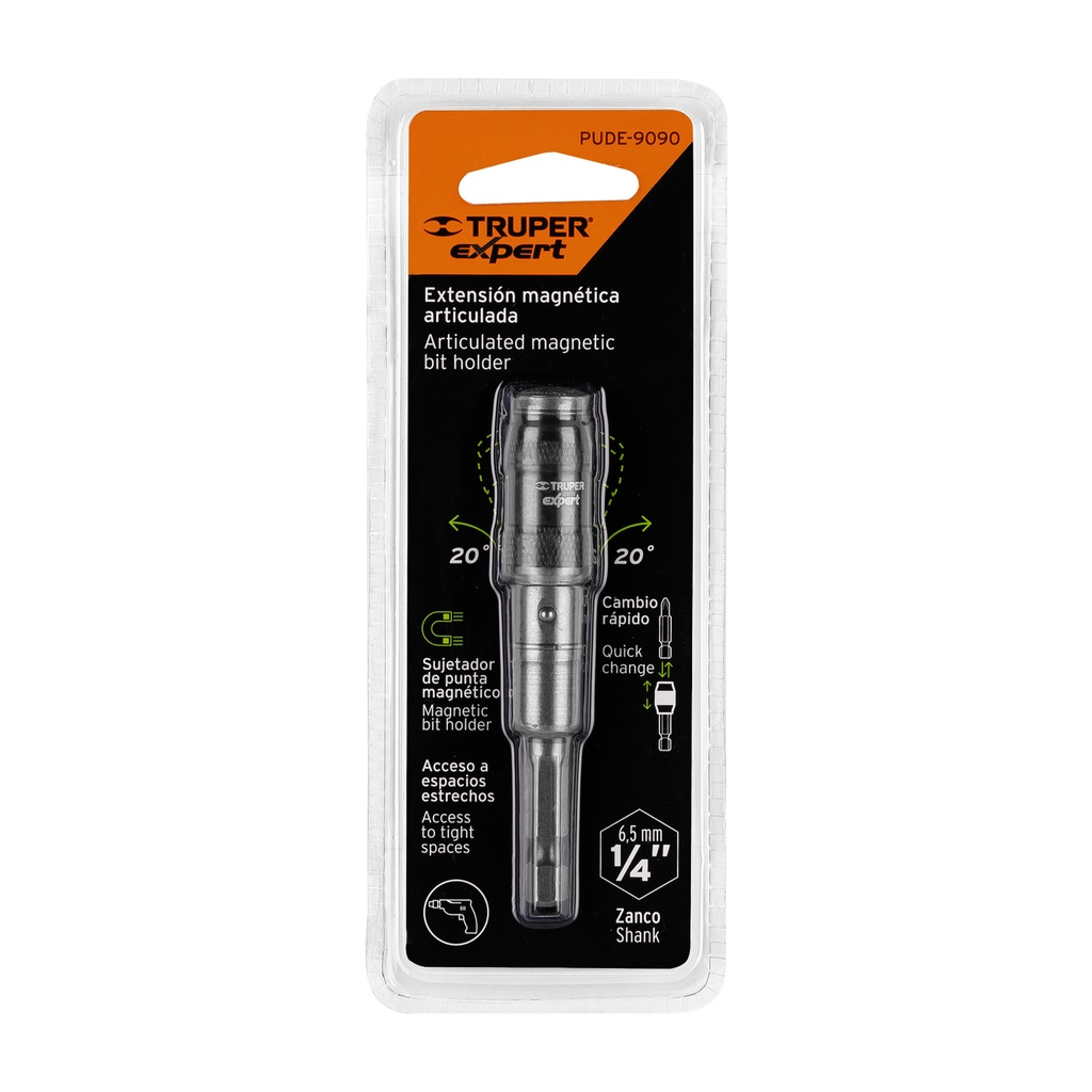 ADAPTADOR ARTICULADO DE 90 MM MAGNÉTICO PARA PUNTAS, EXPERT TRUPER (PUDE-9090)