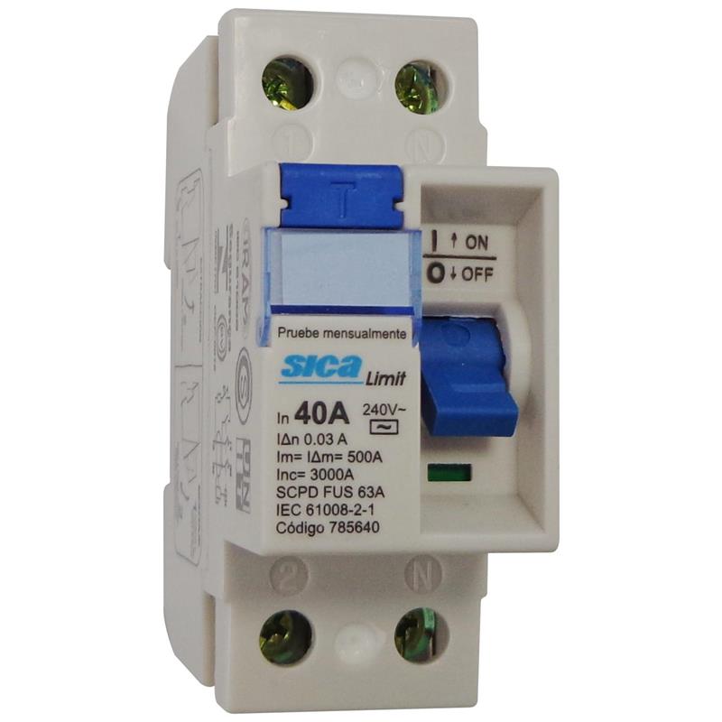 INTERRUPTOR DIFERENCIAL 6KA 290/415V 2P 40A 30MA SICA SI022040 (785640)