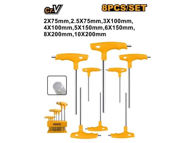 SET X 8 LLAVE ALLEN HEX CON MANGO INGCO (HHKT80818)