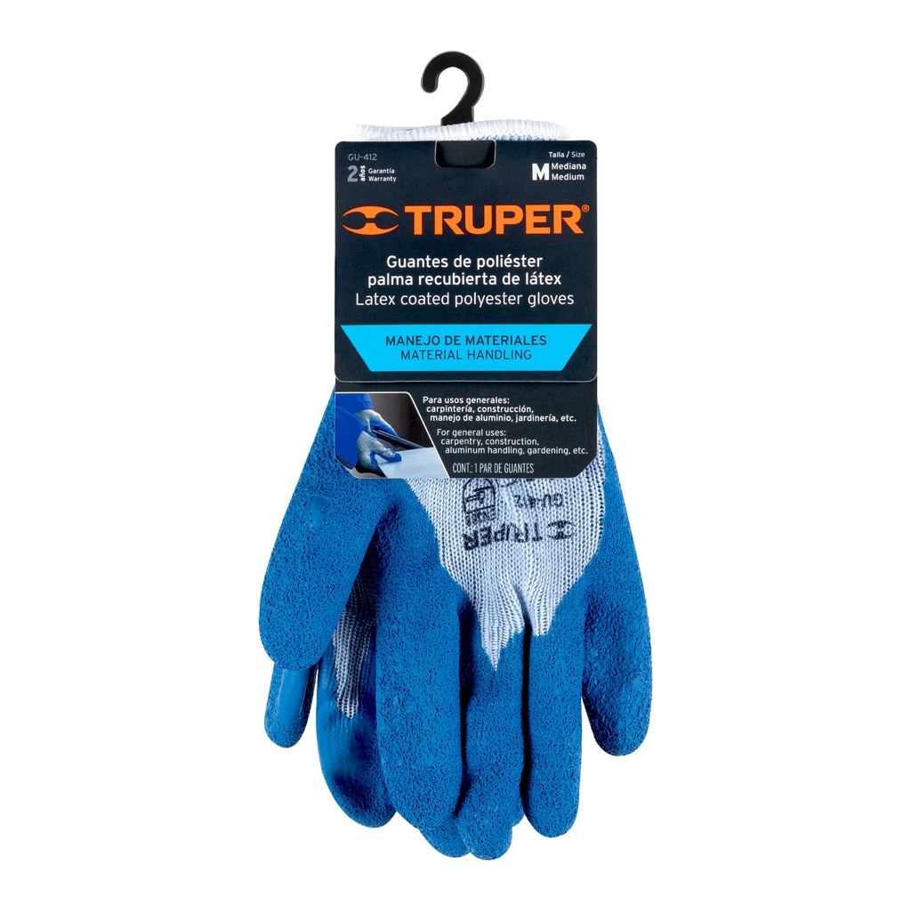 GUANTES DE POLIÉSTER RECUBIERTOS DE LATEX, M, TRUPER (GU-412)