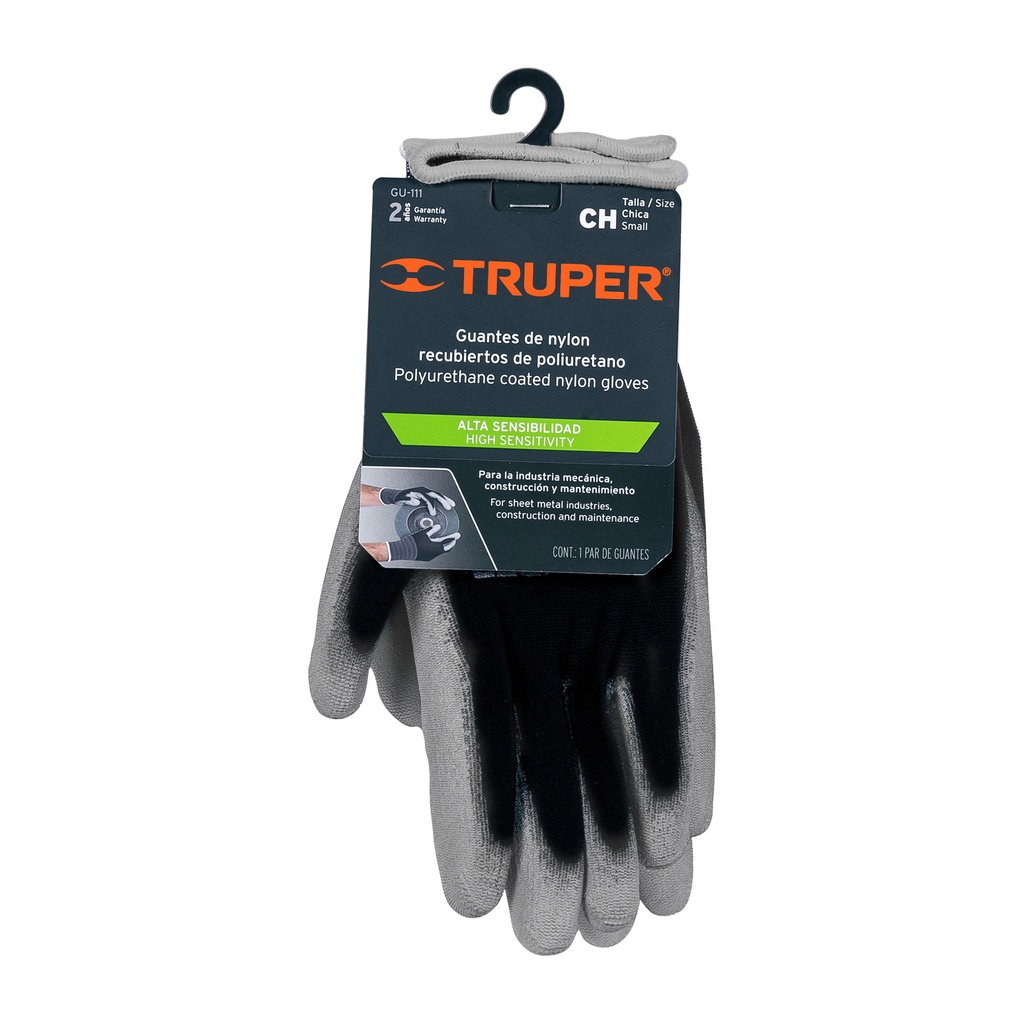 GUANTES DE NYLON RECUBIERTOS DE POLIURETANO, CH, TRUPER (GU-111)