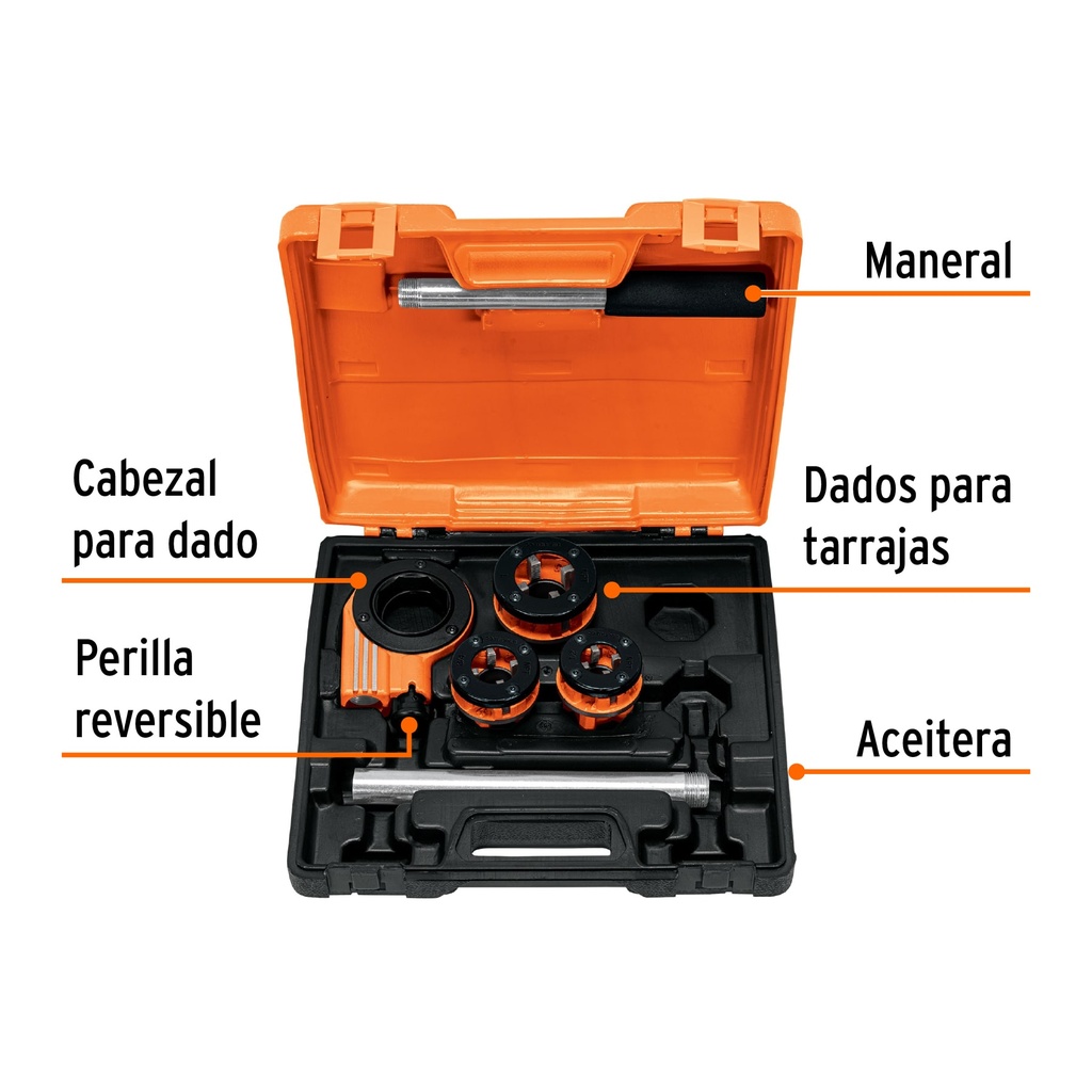 JUEGO DE 4 TARRAJAS PARA TUBO DE 1/2" A 1", TRUPER (TA-850)