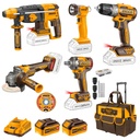 KIT TALADRO + LLAVE DE IMPACTO + AMOLADORA + ROTOMARTILLO + LINTERNA INGCO (CKLI2058)