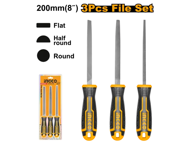 JUEGO DE 3 LIMAS 8'' PARA METAL INGCO (HKTFS1308)