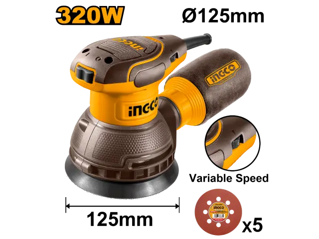 LIJADORA ROTO ORBITAL 125MM 320W INGCO (RS3216)