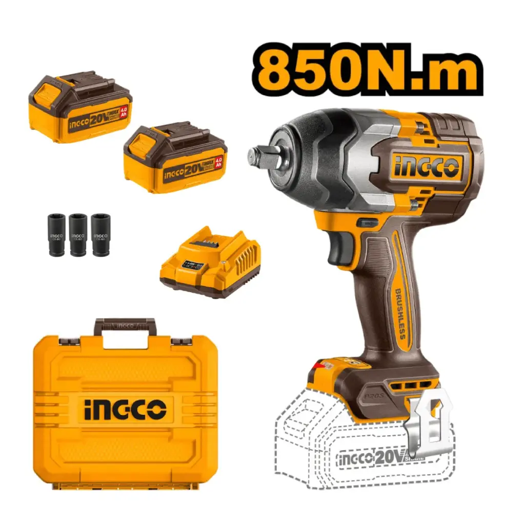 LLAVE DE IMPACTO INALÁMBRICA DE 20V DE 1/2'' 850NM INGCO (CIWLI2085)