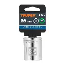 DADO DE 26 MM, 6 PUNTAS, CUADRO 1/2", TRUPER 101006 (D-1226-M)