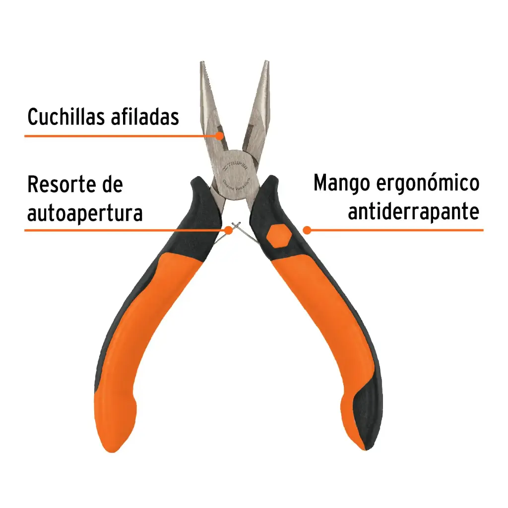 MINI PINZA DE PUNTA Y CORTE 5'' (13CM) MANGO COMFORT GRIP, TRUPER 17366 (PM-PU4)