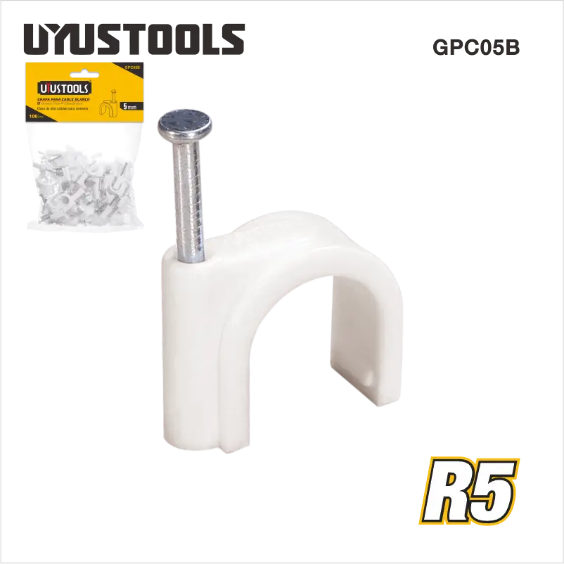 GRAPA PARA CABLE BLANCO 5MM 100UN/SET  UYUSTOOLS (GPC05B)