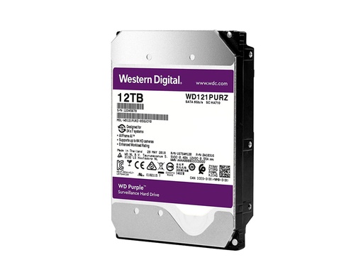 [WD121PURP] DISCO DURO WESTERN DIGITAL WD PURPLE PRO 12TB, SATA 6.0 GB/S, 256MB CACHE, 7200 RPM, 3.5" (WD121PURP)