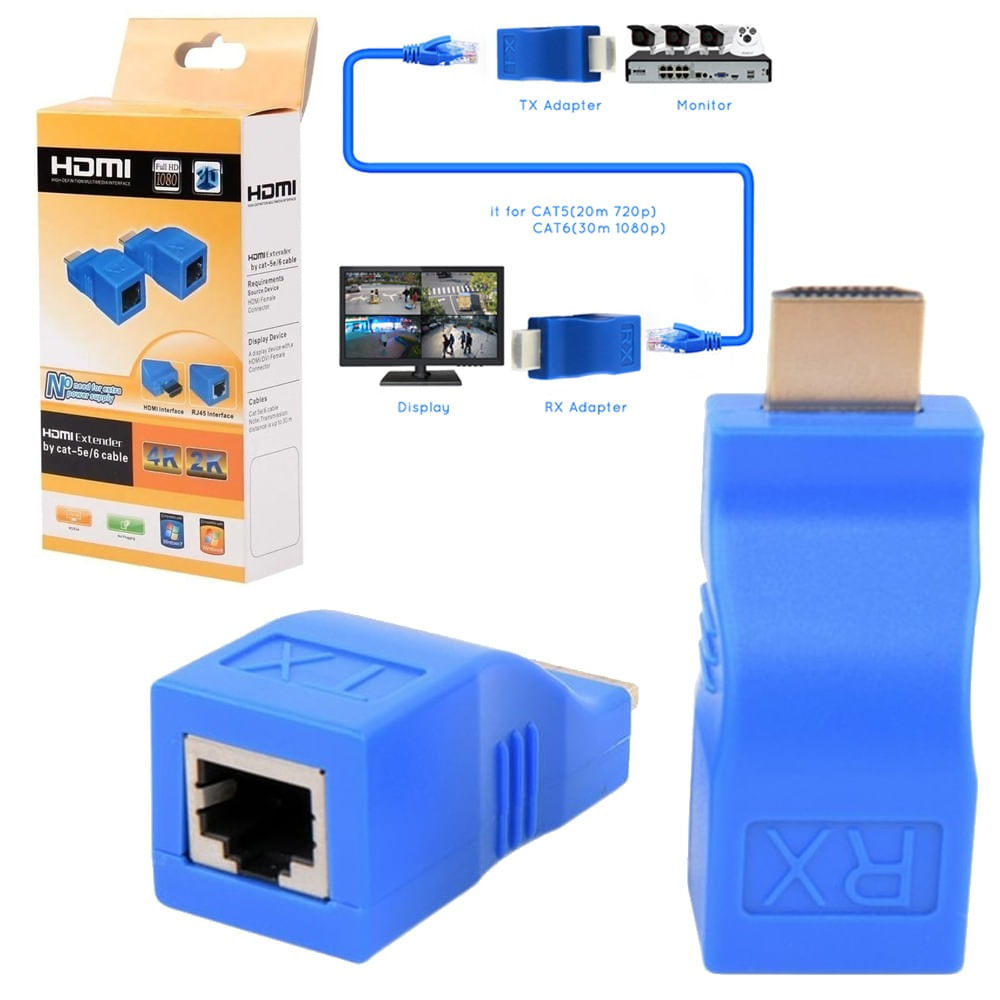 EXTENSOR HDMI RJ45 UTP 4K 30 METROS HDMI EXTENDER HE30 10 Mega Tronics Energy E.I.R.L