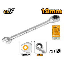 [HCSPAR191] LLAVE CRIQUE COMBINADA MIXTA 19 MM C/ RACHET CR-V INGCO (HCSPAR191)