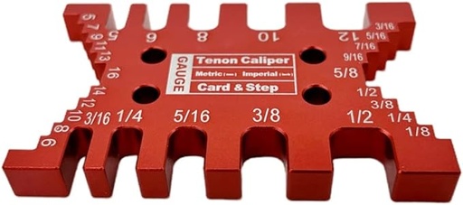 [MEDIDOR_HUECOS] MEDIDOR DE HUECOS DE ESPIGA PARA CARPINTERÍA, BANCO DE TRABAJO, REGLA CORTADORA DE ESPIGA, CALIBRE DE ALTURA MÉTRICA/PULGADA (ROJO)