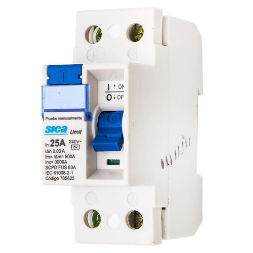 [785625] INTERRUPTOR DIFERENCIAL 6KA 230/415V 2P 25A 30MA SICA SI022025 (785625)