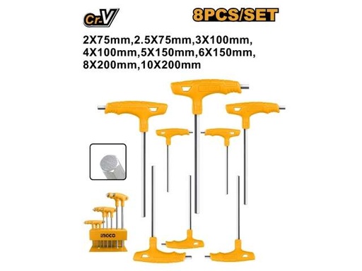 [HHKT80818] SET X 8 LLAVE ALLEN HEX CON MANGO INGCO (HHKT80818)