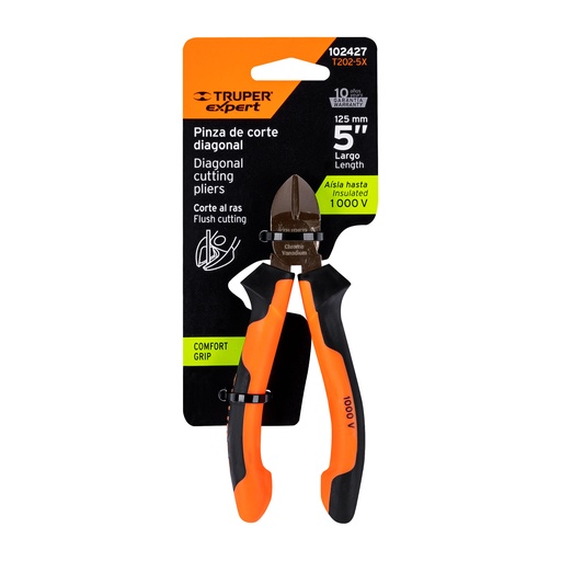 [T202-5X] PINZA CORTE DIAGONAL 5" ALTA PALANCA, COMFORT GRIP, TRUPER EXPERT (T202-5X)