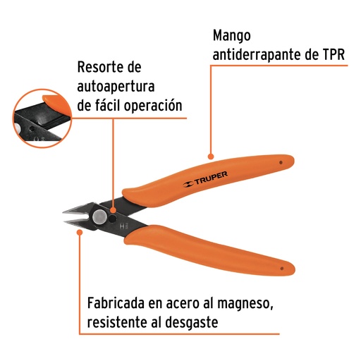 [T275-5] PINZA 5" DE CORTE PARA ELECTRÓNICA, TRUPER 17314 (T275-5)