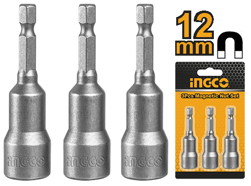 [AMN1231] JUEGO DE TUERCAS MAGNÉTICAS DE IMPACTO 3 PIEZAS 12MM INGCO (AMN1231)