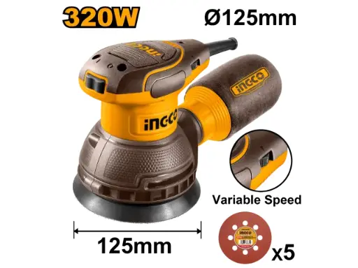 [RS3216] LIJADORA ROTO ORBITAL 125MM 320W INGCO (RS3216)