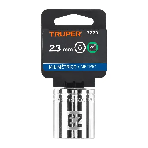 [D-1223-M] DADO DE 23 MM, 6 PUNTAS, CUADRO 1/2", TRUPER 13273 (D-1223-M)
