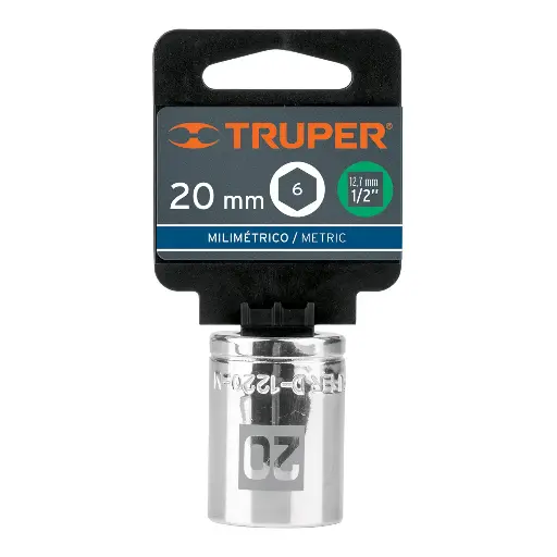 [D-1220-M] DADO DE 20 MM, 6 PUNTAS, CUADRO 1/2", TRUPER 13270 (D-1220-M)