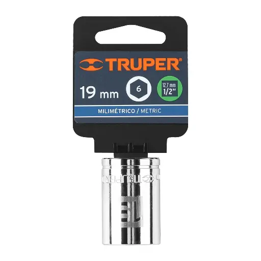 [D-1219-M] DADO DE 19 MM, 6 PUNTAS, CUADRO 1/2", TRUPER 13269 (D-1219-M)
