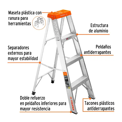 [EST-23] ESCALERA DE TIJERA TIPO II 3 PELDAÑOS, TRUPER 10435 (EST-23)